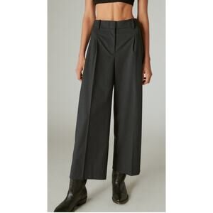 Lucky Brand Cropped Wide Leg Striped Pleated Dress Pant Trouser Womens 12 Blue